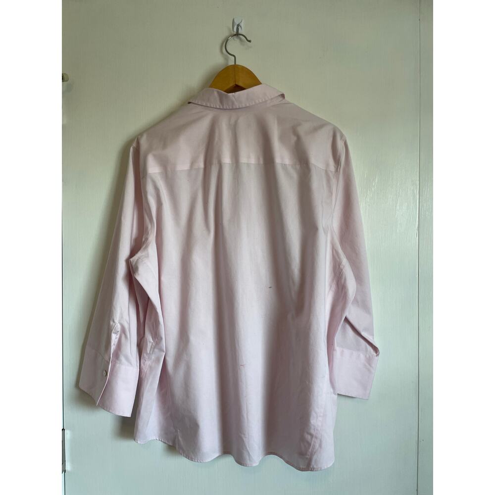 Foxcroft Taylor 3/4 Sleeve Non-Iron Stretch Shirt pink solid button up XXL - Picture 2 of 7